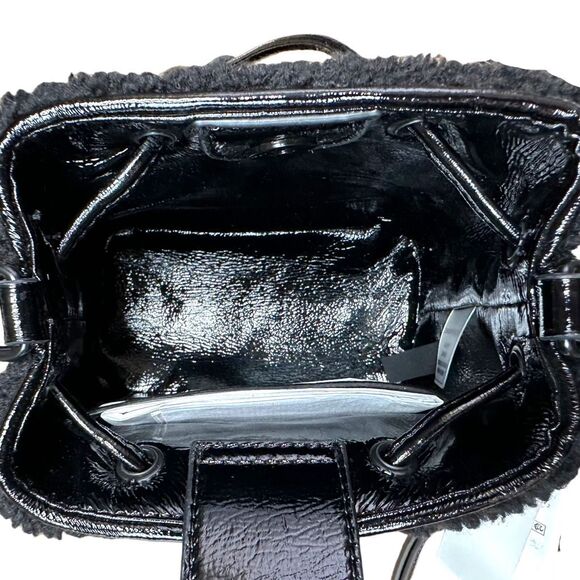 Calvin Klein Astatine Sherpa & Patent Leather Mini Bucket Bag 6.25” x 6” x 3.5” - Picture 7 of 10